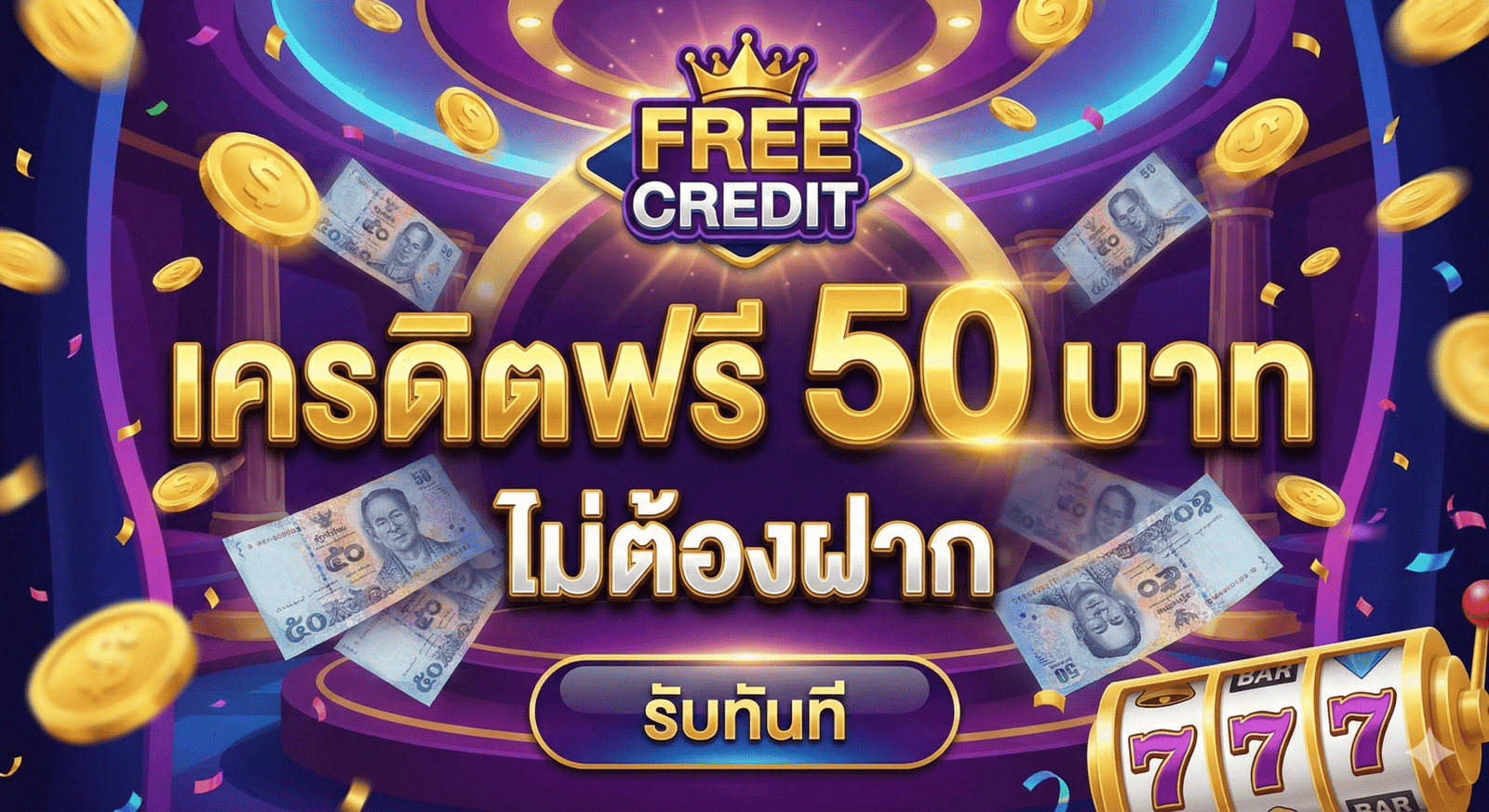 เครดิตฟรี 50 บาท ไม่ต้องฝาก