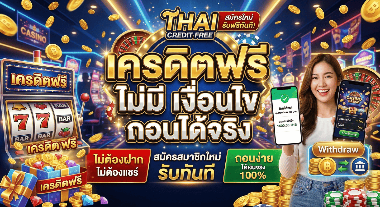 เครดิตฟรี ไม่มี เงื่อนไข ถอนได้จริง