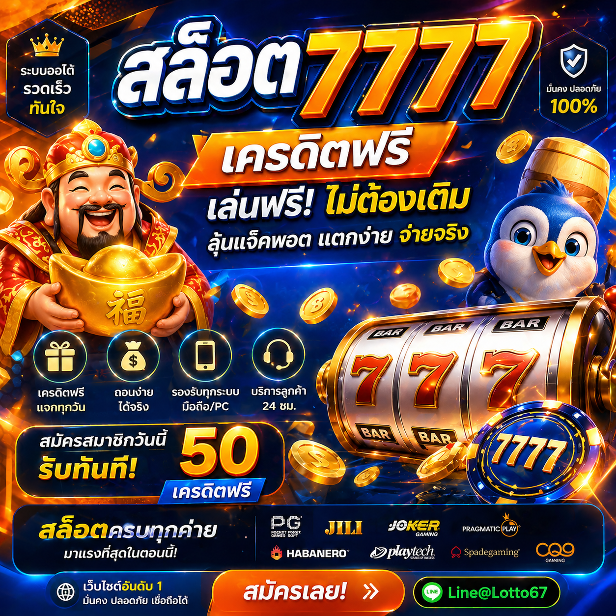 สล็อต7777 แจกจริง เล่นได้ทันที ไม่ต้องฝาก ก็ลุ้นแตกได้